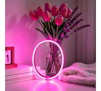 Lampe néon LED en forme de chiffre - Chiffres lumineux de 22 cm pour | Panneau néon rose avec 2 suspensions, veilleuse USB et piles - Décoration murale pour fête d'anniversaire, chambre d'enfant