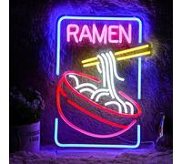 Lampe néon LED en forme de nouille pour décoration murale, panneau lumineux alimenté par USB, lumières néon multicolores pour restaurant, ramen (41,9 x 30,5 cm)