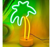 Lampe néon LED en forme de palmier en forme de cocotier - Alimentation par USB et piles - Décoration de table pour chambre à coucher, chambre à coucher, cadeau d'anniversaire