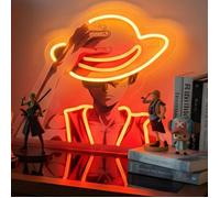 Lampe Néon LED Luffy One Piece - 40 × 30 cm - Décoration Murale Anime - Alimentation USB - Luminosité Réglable