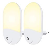 Lampe Nuit [Lot De 2], Veilleuse Enfant Automatique Plug-And-Play Avec Capteur Crépusculaire, Pour Chambre Bébé, Salon, Garage, Blanc Chaud Blanc