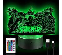 Lampe One Piece,Veilleuse Enfant,Lampe 3D avec Télécommande,16 Couleurs Optique Illusion,Contrôle Tactile,Chambre Chevet Table Deco
