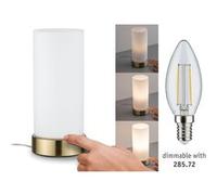 Paulmann Lampe À Poser Pinja Laiton/Opale laiton brossé, blanc opale