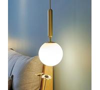 Lampe Pendante Moderne Dorée,Lampe Pendante Globulaire en Verre Blanc,Plafonniers Suspendus D'Intérieur Pour le Salon,la Cuisine,la Salle À Manger,la Chambre et le Couloir,20CM