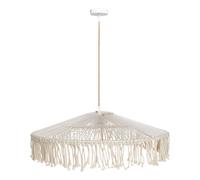 Lampe Pendante Style Boho Franges en Corde Papier Tressé Beige Akobo