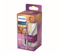 Lampe Philips LED Classic E27 WarmGlow, 60 W, en forme de goutte, à intensité variable, claire, blanc chaud