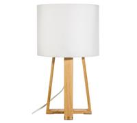 Lampe pied bois molu blanc