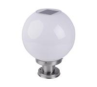 Lampe Pilier Portail Extérieur Lampe pilier solaire sphérique Colonne lumineuse LED étanche à l'eau et à la pluie Lampes de poteau en acier inoxydable Lanterne de jardin et de paysage(Size:25cm)