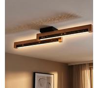 Lampe Plafond Luminaire Salle À Manger Lampe LED En Bois Effet Étoile Marron Alu