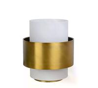 Lampe ? poser tube verre blanc doré E27 Firmin Lucide
