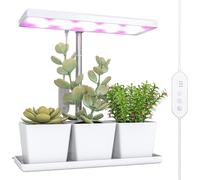 Lampe pour plantes intérieure - Lumière de croissance à spectre complet - 30 LED - Réglable en hauteur - Minuterie 8/12/16/24 h - Pied libre - 3 boîtes - Blanc