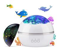 Lampe projecteur d'étoiles - Veilleuse pour enfants sur le thème des étoiles et de l'océan - Lumière rotative multicolore