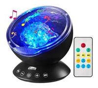 Lampe Projecteur LED Wafenso, avec Lecteur de Musique, Lumières de Nuit Projecteur Vague d'Océan 7 Couleurs(126*126*105cm)-Noir Noir G