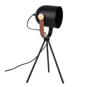 Lampe projecteur trépied en acier noir, doré et marron 16x46x16cm Noir
