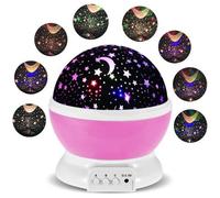 Lampe Projection Veilleuse Bébé Etoile Lumière - MONDPALAST - Rose - Rechargeable USB - Rotation 360º