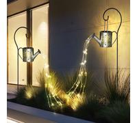 Lampe Solaire À Enfouir Pour Le Jardin LED Arrosoir Argent 2x