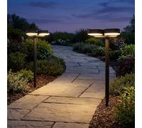 Lampe de chemin Jardin Lampe extérieure Mur Piquet de terre Lampe solaire Détecteur de mouvement Batterie, noir opale, 1x LED, DxH 23x10,3x55 cm, lot de 2