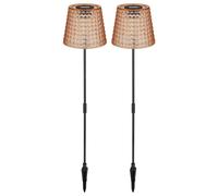 Lampe solaire à LED Décoration de jardin Lampe extérieure en cristal, plastique noir ambré, accu IP44 Piquet de terre, 3000K blanc chaud, set de 2, H 60 cm