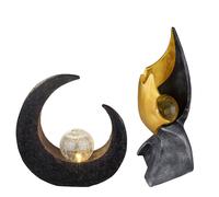Lampe solaire à LED Flamme Lampe d'extérieur Effet scintillant Lampe solaire Lune Lampe de jardin, IP44, boule en verre craquelé, lot de 2