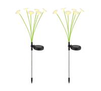 Lampe solaire à LED Fleurs Lampe enfichable de jardin Fiche de parterre Fleurs solaires Piquet de terre, LED blanc chaud, DxH 20x70 cm, lot de 2