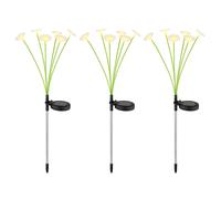 Lampe solaire à LED Fleurs Lampe enfichable de jardin Fiche de parterre Fleurs solaires Piquet de terre, 6x LED blanc chaud, DxH 20x70 cm, set de 3