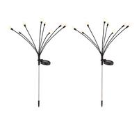 Lampe solaire à LED Lampe d'extérieur Décoration de jardin Piquet de terre Lampe solaire 8 flammes Lampe de terrasse mobile, noir opale, blanc chaud, LxH 20 x 70 cm, lot de 2
