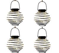 Lampe solaire à LED Lampe suspendue Nid d'abeille Lampe solaire Jardin Spirale anthracite Lampe d'extérieur, 18x LED blanc chaud, D 15 cm, Set de 4