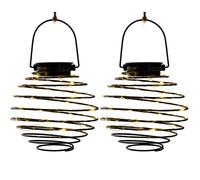 Lampe solaire à LED Nid d'abeille Lampe solaire Spirale anthracite Lampe d'extérieur Lampe solaire à suspendre, 18x LED blanc chaud, D 15 cm, set de 2