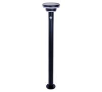 Lampe solaire à LED "NORA" sur pied, avec pique de sol, pour l'extérieur, de style moderne, en métal et en plastique, de couleur noire, hauteur 86 cm, diamètre 16 cm. Équipée d'une platine LED, elle e