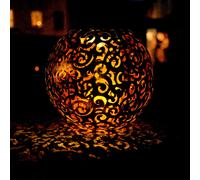 Lampe solaire Boule solaire pour l'extérieur argentée Lampe enfichable jardin Boule orientale, avec effet lumineux et piquet de terre, 1x LED 3000 Kelvin, DxH 18,5x54 cm