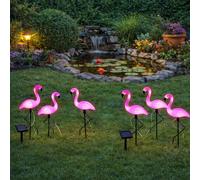 Lampe solaire Flamingo LED Décoration de jardin Figure Lampe solaire Balcon Piquet de terre, plastique rose noir, 3x LED, LxlxH 20x6x52 cm, lot de 6