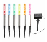 Lampe solaire à piquet Lampe solaire extérieure changement de couleur bulles d'air jardin, acier inoxydable plastique, RGB LED changement de couleur, DxH 1,7x29,5 cm, 6 pièces