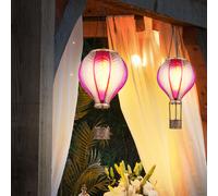 Lampe solaire à suspendre à l'extérieur Ballon à air chaud rose effet de feu Décoration de jardin Lampe de balcon, 20x 0,5W 1600K, DxH 14 x 46,5 cm, 2er Set