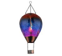 Lampe solaire à suspendre Ballon à air chaud Lampe d'extérieur multicolore effet de feu Lampe de balcon, métal verre, 24x 0,5W blanc chaud, DxH 25x58 cm