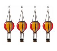 Lampe solaire à suspendre Décoration solaire Ballon d'air chaud avec effet de flammes Extérieur LED Lampe de jardin multicolore, plastique, LED blanc chaud,ØxH 14x47cm, 4 pièces