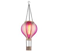 Lampe solaire à suspendre Lampe d'extérieur Ballon à air chaud rose effet de feu Décoration de jardin Lampe de balcon, 20x 0,5W 1600K blanc chaud, DxH 14 x 46,5 cm