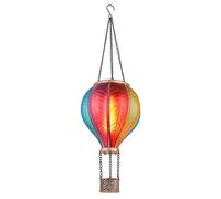 Lampe solaire à suspendre Lampe extérieure Ballon à air chaud multicolore Effet de feu Décoration de jardin Lampe de balcon, 20x 0,5W 1600K blanc chaud, DxH 14 x 46,5 cm