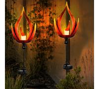 Lampe Solaire Ampoule à Enficher Extérieur de Balcon Bougie Noir Flamme LED 2er