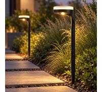 Lampe solaire noire enfichable, lampe solaire de jardin, éclairage haut-bas, 13x LED blanc chaud, DxH 11x45 cm, lot de 2