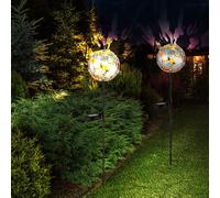 Lampe Solaire Ampoule à Enficher Extérieur LED Feuilles D'Érable Argent Epi 2er