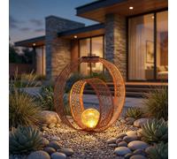 Lampe Solaire Ampoule à Enficher Extérieur LED Rust Pointe Boule Crackle Verre