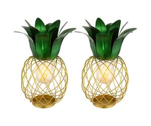 Lampe solaire Ananas Figure de jardin Lampe de décoration Lampe de terrasse Balcon, IP44, batterie, jaune vert, 1x LED, DxH 20x28 cm, set de 2
