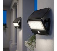 Lampe murale avec détecteur de mouvement Lampe solaire LED Lampe de porte d'entrée Lampe de jardin, 1x LED 400lm blanc neutre, LxH 14,4x10,4 cm, lot de 2