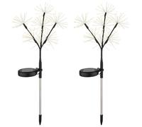 Lampe solaire aspect feu d'artifice Lampe solaire décorative Lampe solaire à piquet Lampe de jardin, acier inoxydable, LED blanc chaud, H 60 cm, lot de 2