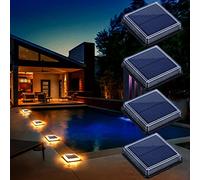 Lampe Solaire au Sol, Lumière Solaire Jardin IP68 étanche éclairage Solaire avec Auto On/Off Lampe de Sécurité pour Jardin, Escalier, Route, Chemin, Allée, Patio, Pont (4 Pack, Blanc Chaud 3000K)