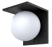 Lampe solaire avec détecteur de mouvement, lumière blanche froide, forme sphérique, hauteur 14 cm