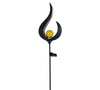 Lampe solaire batterie rechargeable lampe enfichable optique flamme lampe d'extérieur IP44 jardin, métal bronze optique bris de verre clair, 1x LED blanc chaud, HxLxP 90x16,7x6 cm