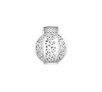 Lampe solaire blanche vintage métallique, design classique et robuste, idéale pour décorer les jardins et les patios avec une lumière ambiante.