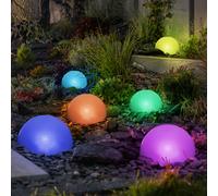Lampe solaire boule changeante de couleur lampe de prise extérieure hémisphère décoration de jardin solaire, blanc, 5x LED RVB colorées, DxH 15x19 cm, lot de 5
