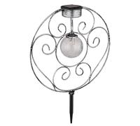 Lampe solaire boule de verre orientale lumière décorative lampe de jardin lampe solaire solaire en métal pour l'extérieur, verre en métal, piquet de sol, 1x LED 0,06W blanc chaud, LxPxH 30x8,5x41 cm